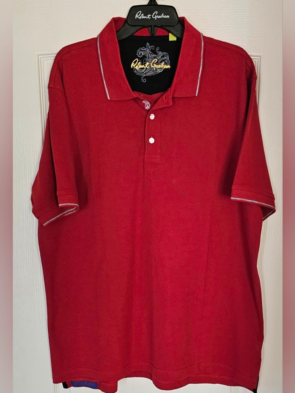 Robert Graham Men's Crimson Red Polo with Contrast Trim